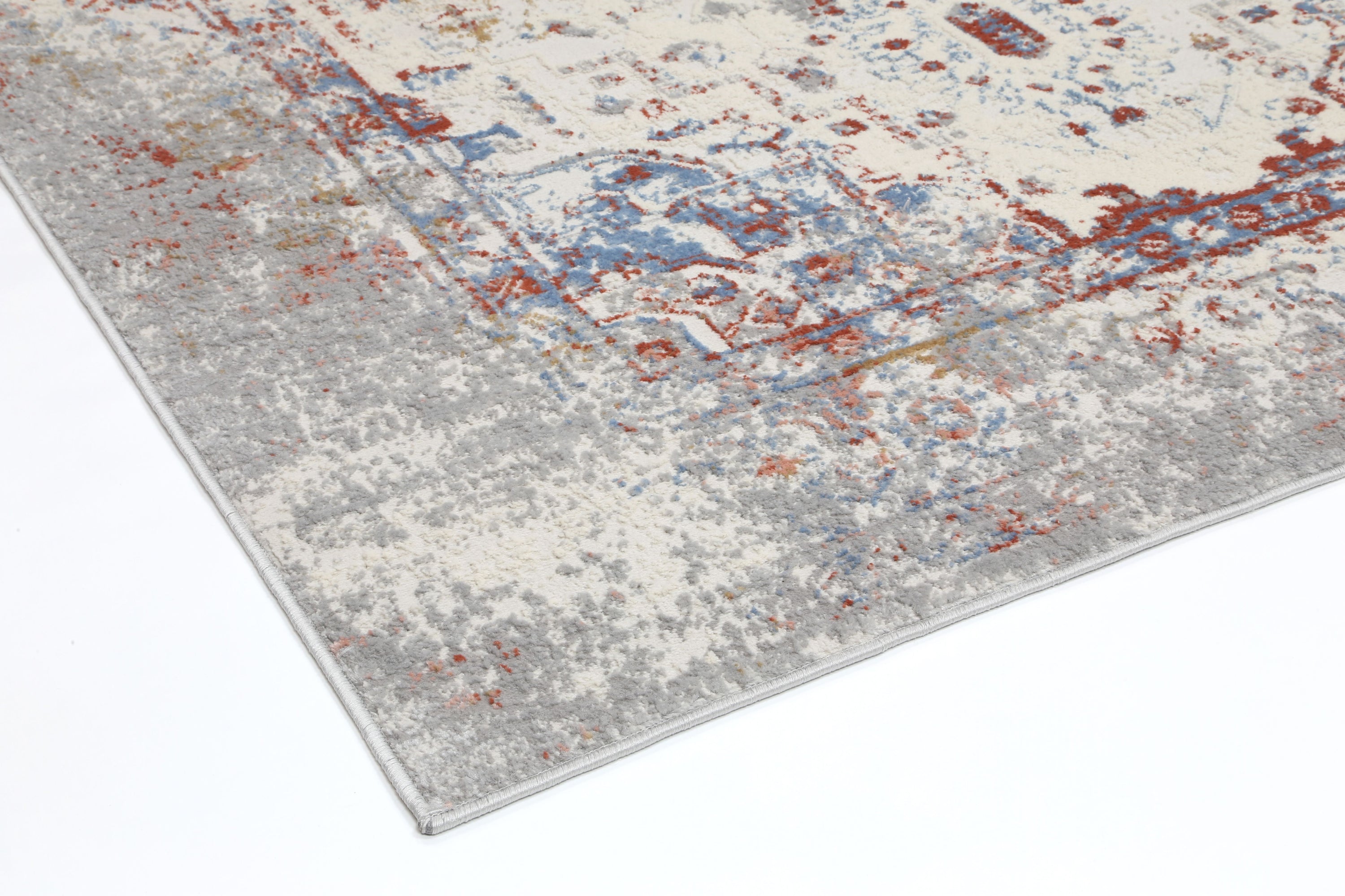 Amelia Grey Multi Contemporary Rug 160x230 cm featuring abstract designs in grey tones, perfect for modern home decor.