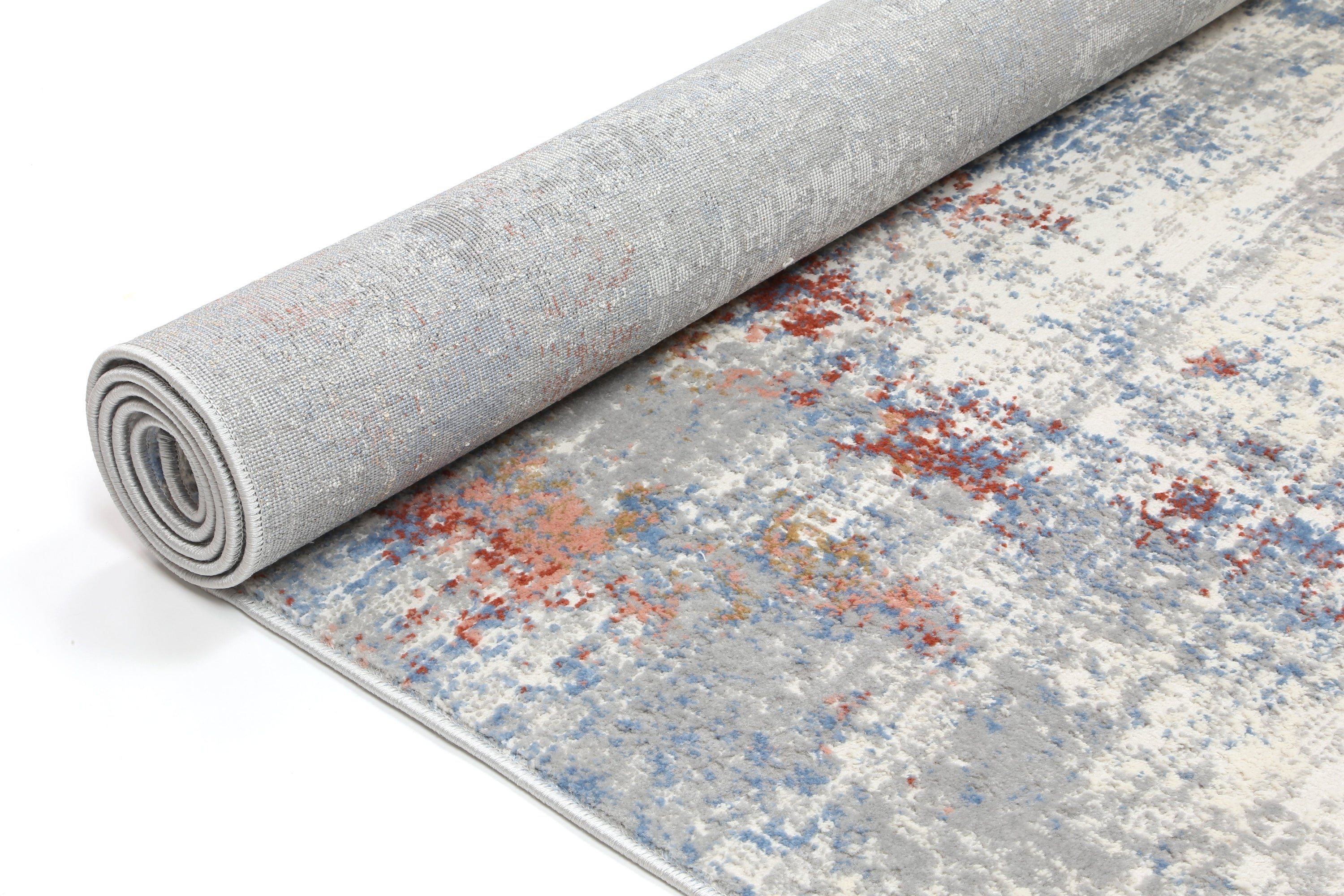 Amelia Grey Multi Modern Rug 200x290 cm featuring abstract designs in grey tones, perfect for modern decor.