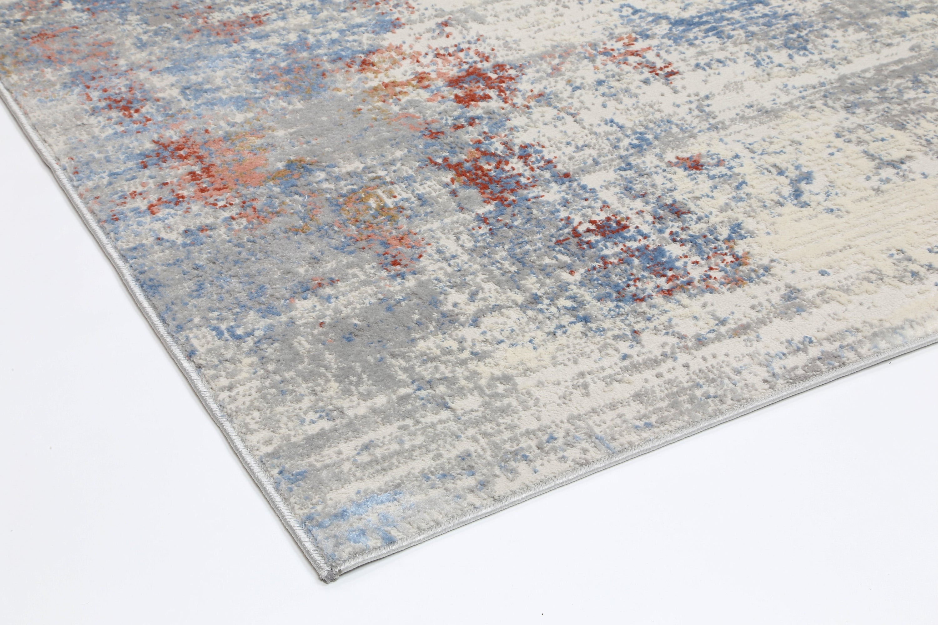 Amelia Grey Multi Modern Rug 200x290 cm featuring abstract designs in grey tones, perfect for modern decor.