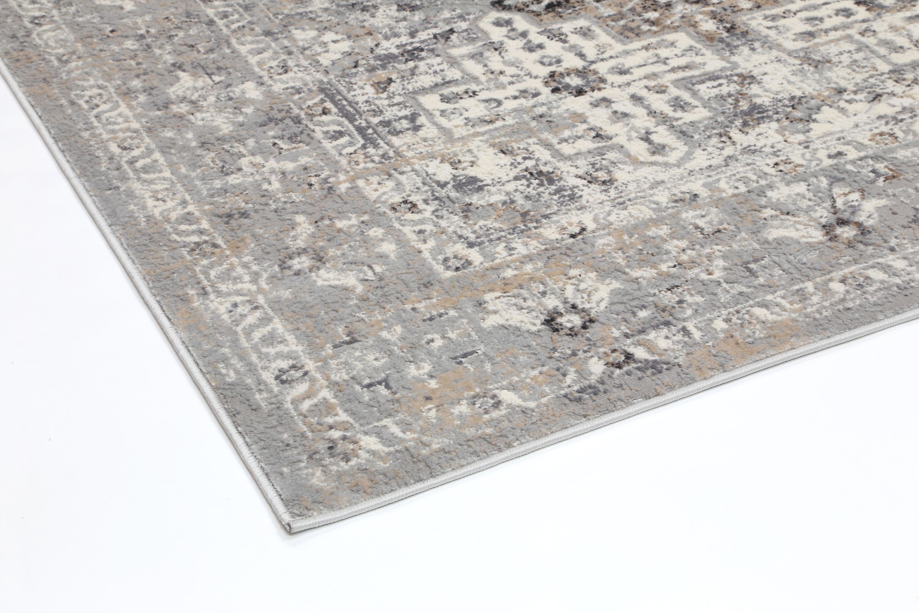 Amelia Grey Oriental Rug measuring 160x230 cm with abstract patterns and a luxurious texture, perfect for enhancing home decor.