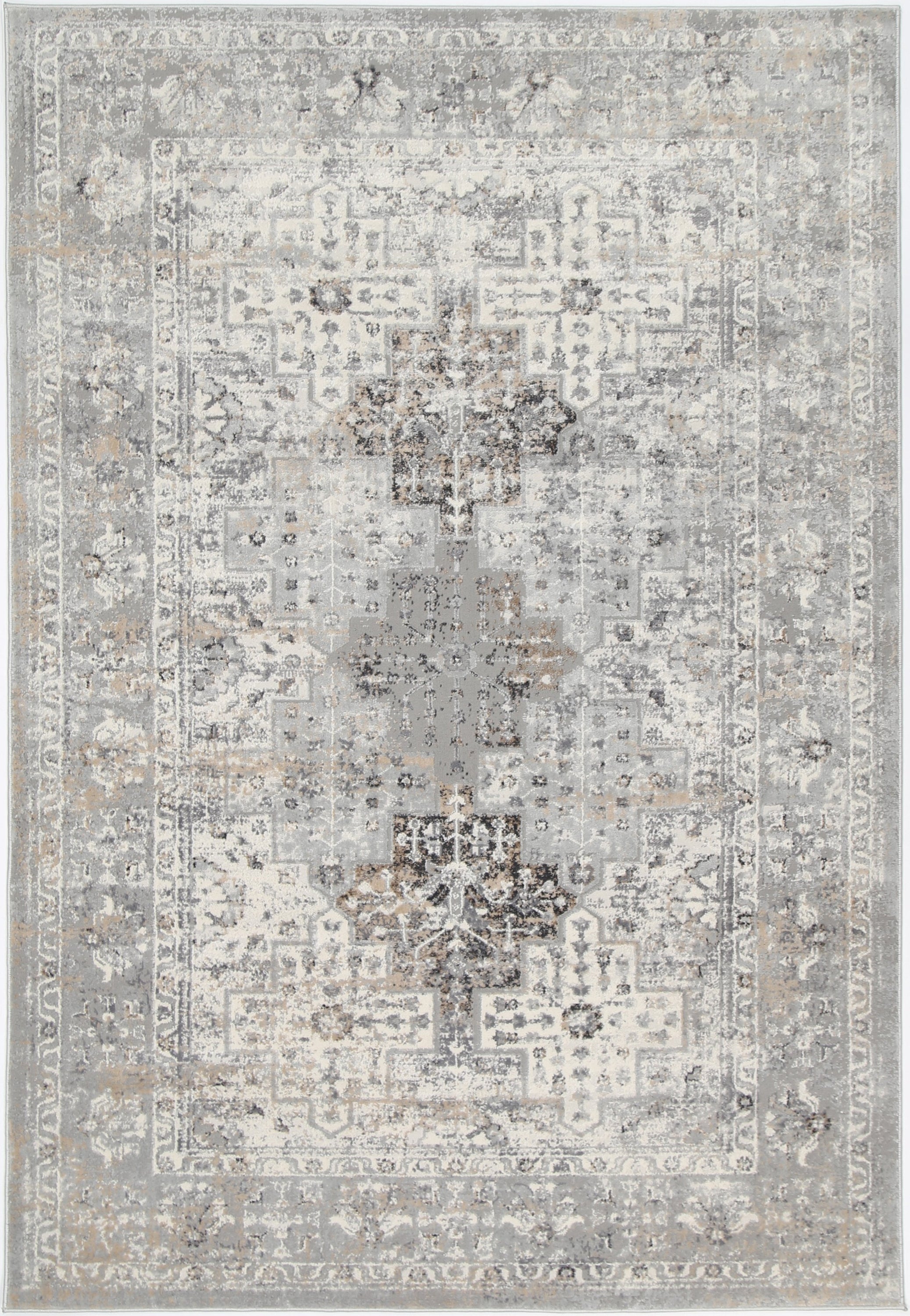 Amelia Grey Oriental Rug 200x290 cm featuring abstract designs in soft polyester and polypropylene, perfect for home decor.