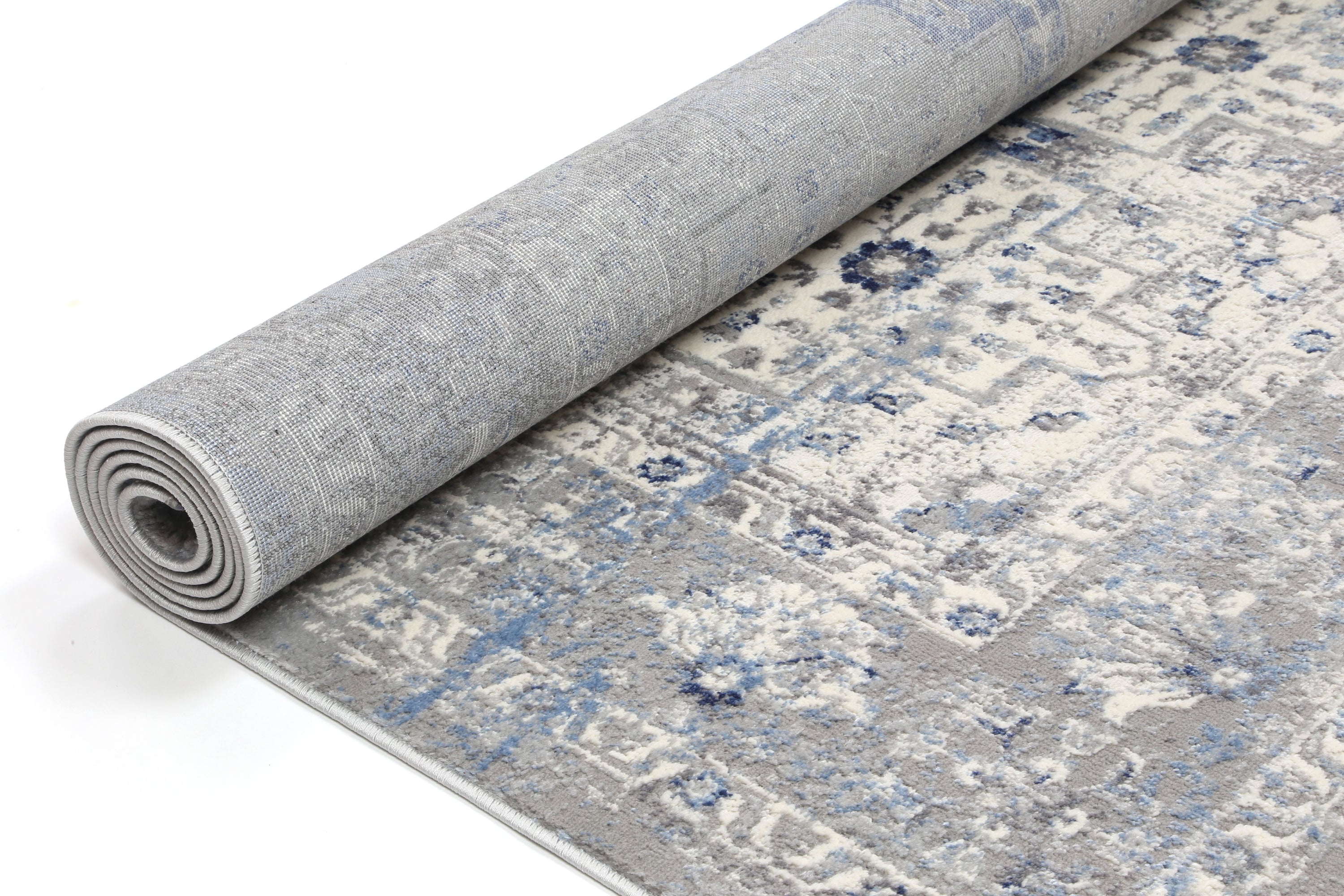 Amelia Navy Blue Oriental Rug measuring 160x230 cm with abstract designs, perfect for enhancing home decor.