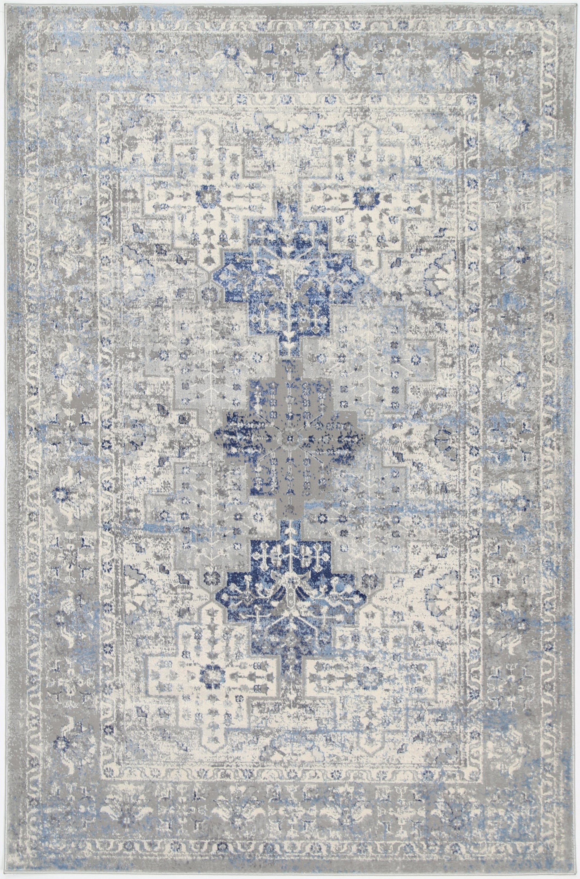 Amelia Navy Blue Oriental Rug measuring 240x330 cm with abstract motifs, perfect for enhancing home decor.