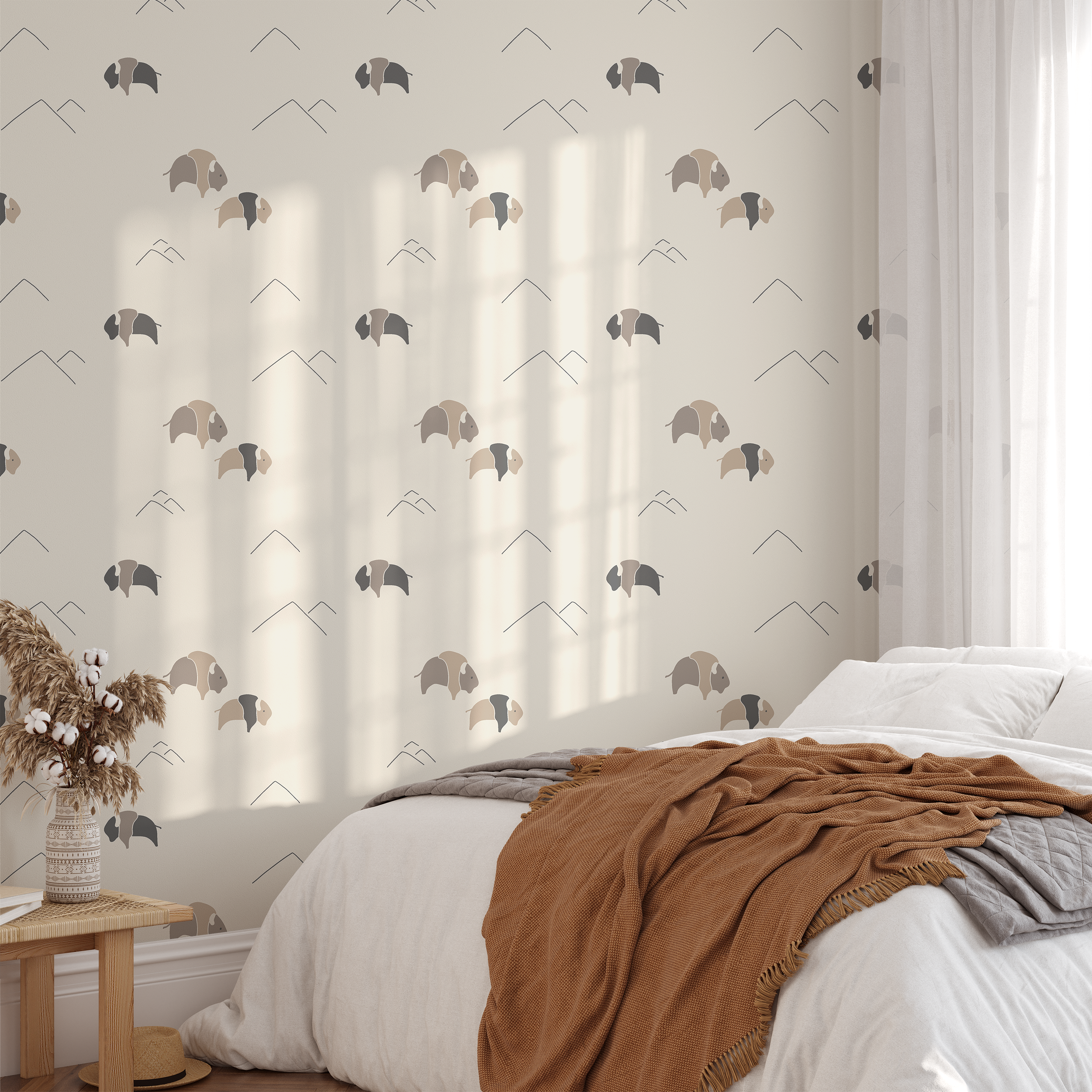 American Bison Wallpaper featuring vibrant colors and modern design, perfect for home decor.