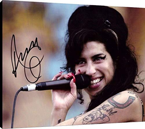 Canvas wall art featuring Amy Winehouse's autograph replica, vibrant colors, and stylish design, perfect for fans and collectors.