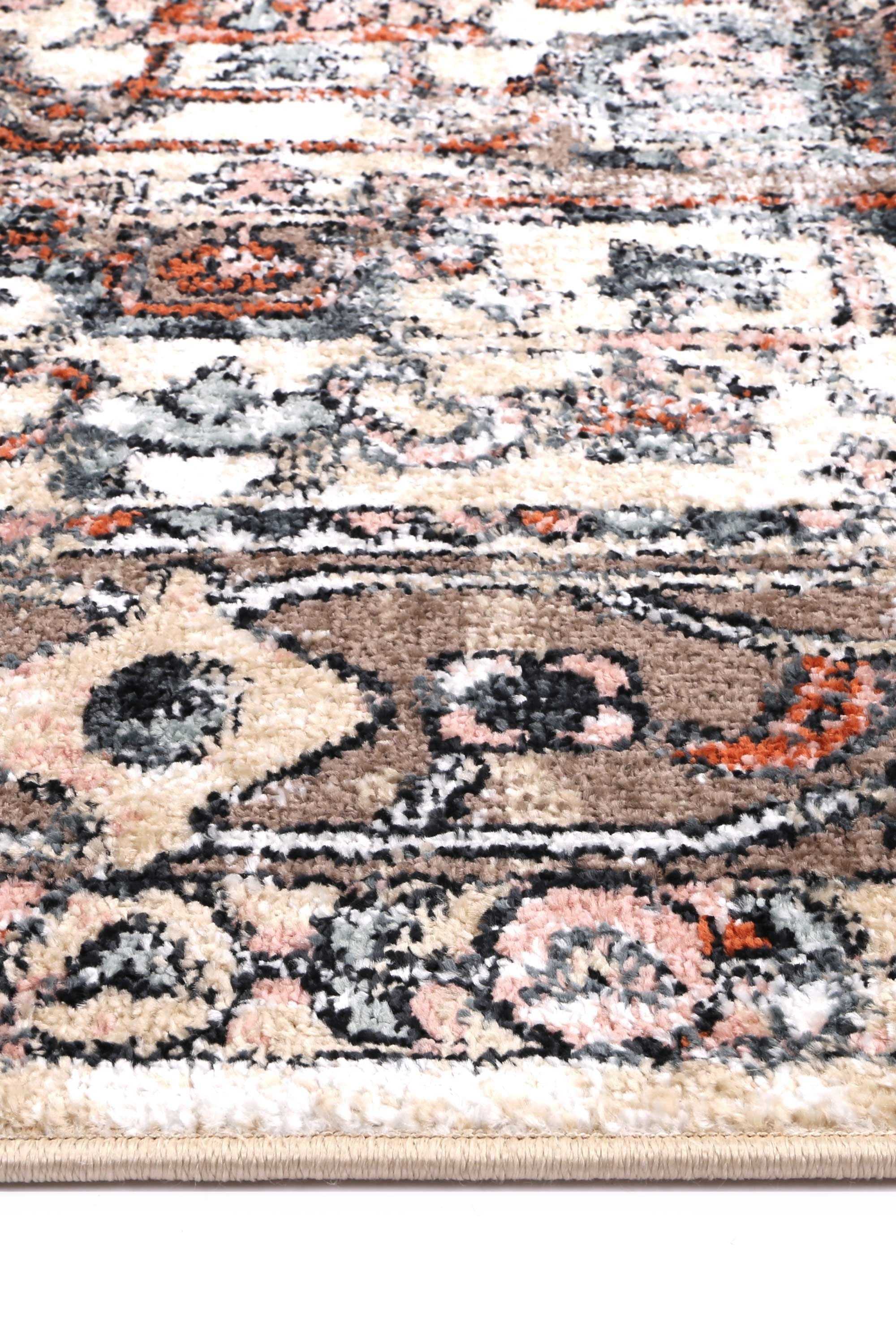 Anatolia Traditional Beige Rug 160x230cm featuring a beautiful antique design with a color palette of black, grey, cream, and terracotta.