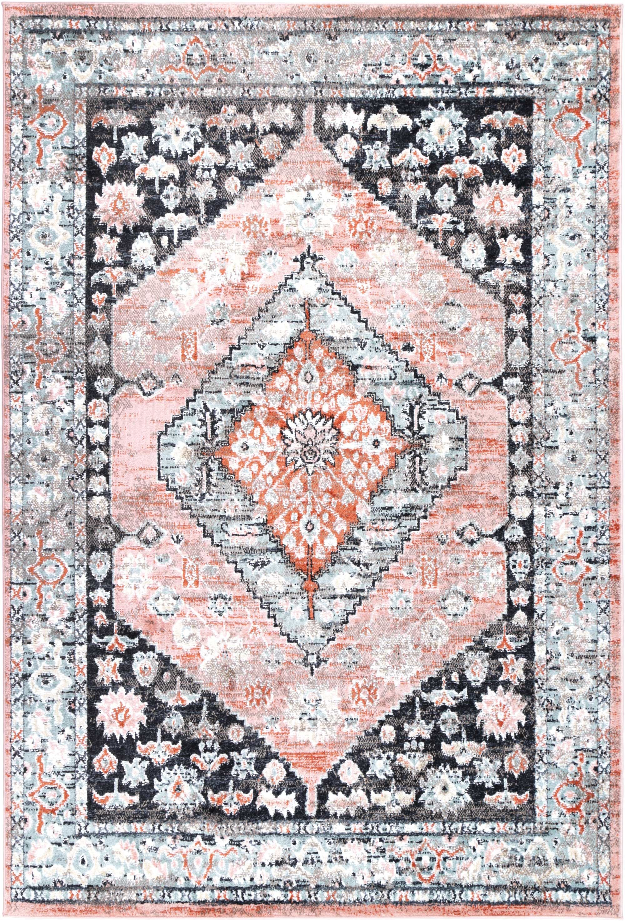 Anatolia Traditional Black Beige Rug 160x230cm showcasing intricate patterns in black, beige, and terracotta colors, perfect for enhancing home decor.