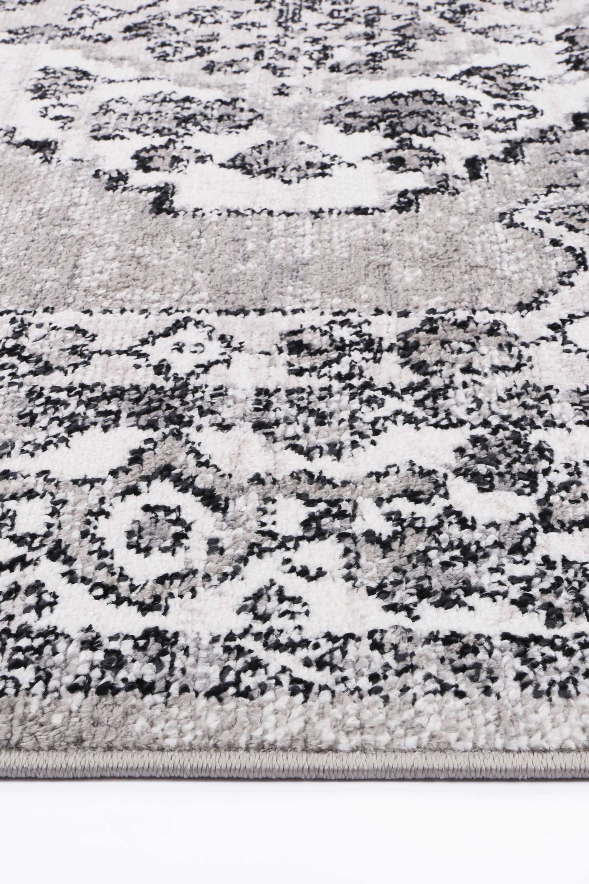 Anatolia Traditional Grey Black Rug measuring 160x230cm, featuring an antique design with a color palette of black, grey, cream, and terracotta.