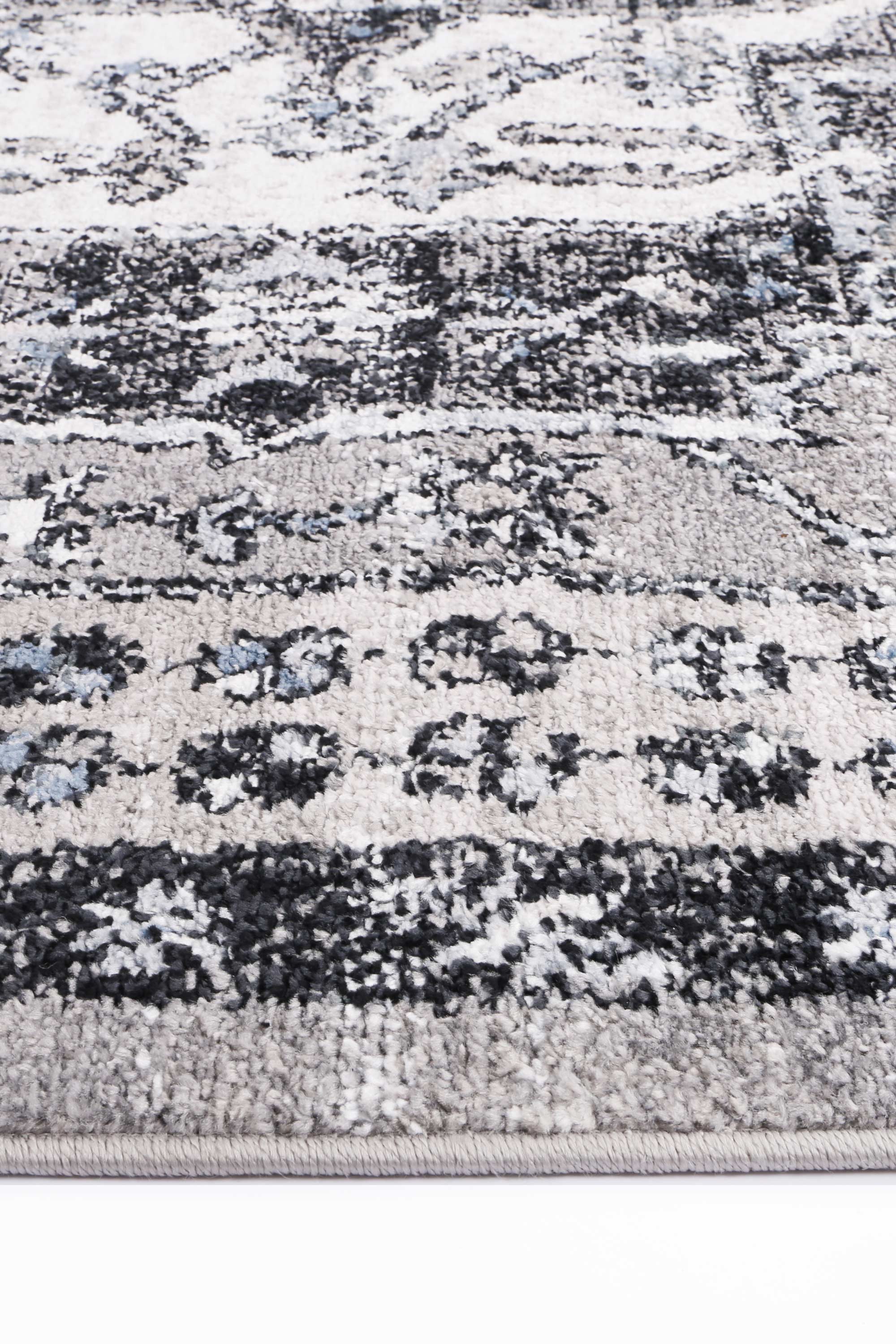 Anatolia Traditional Light Grey Rug measuring 280x380cm, featuring a blend of black, grey, cream, and terracotta colors with a soft texture.