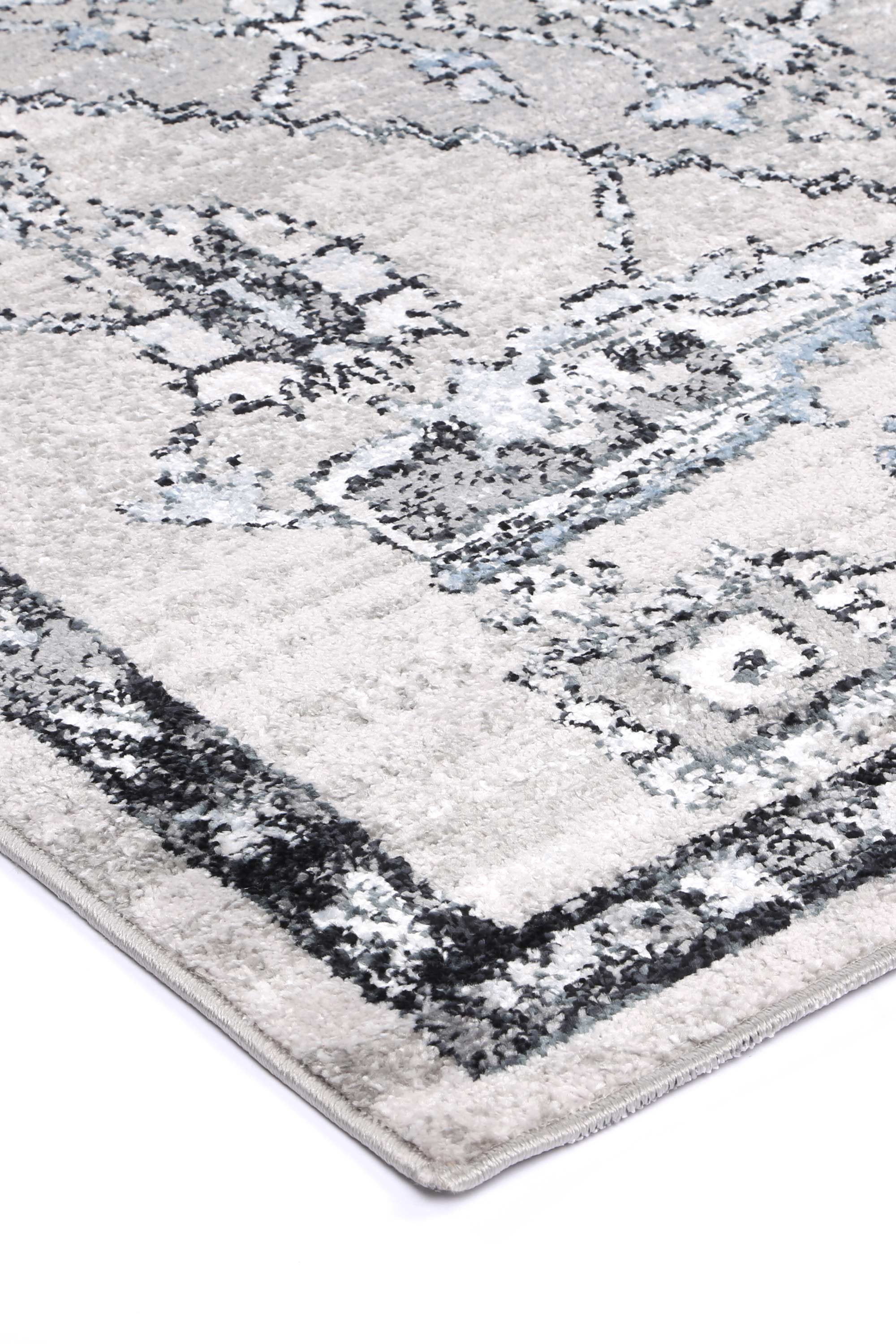 Anatolia Traditional Light Grey Rug measuring 280x380cm, featuring a blend of black, grey, cream, and terracotta colors with a soft texture.