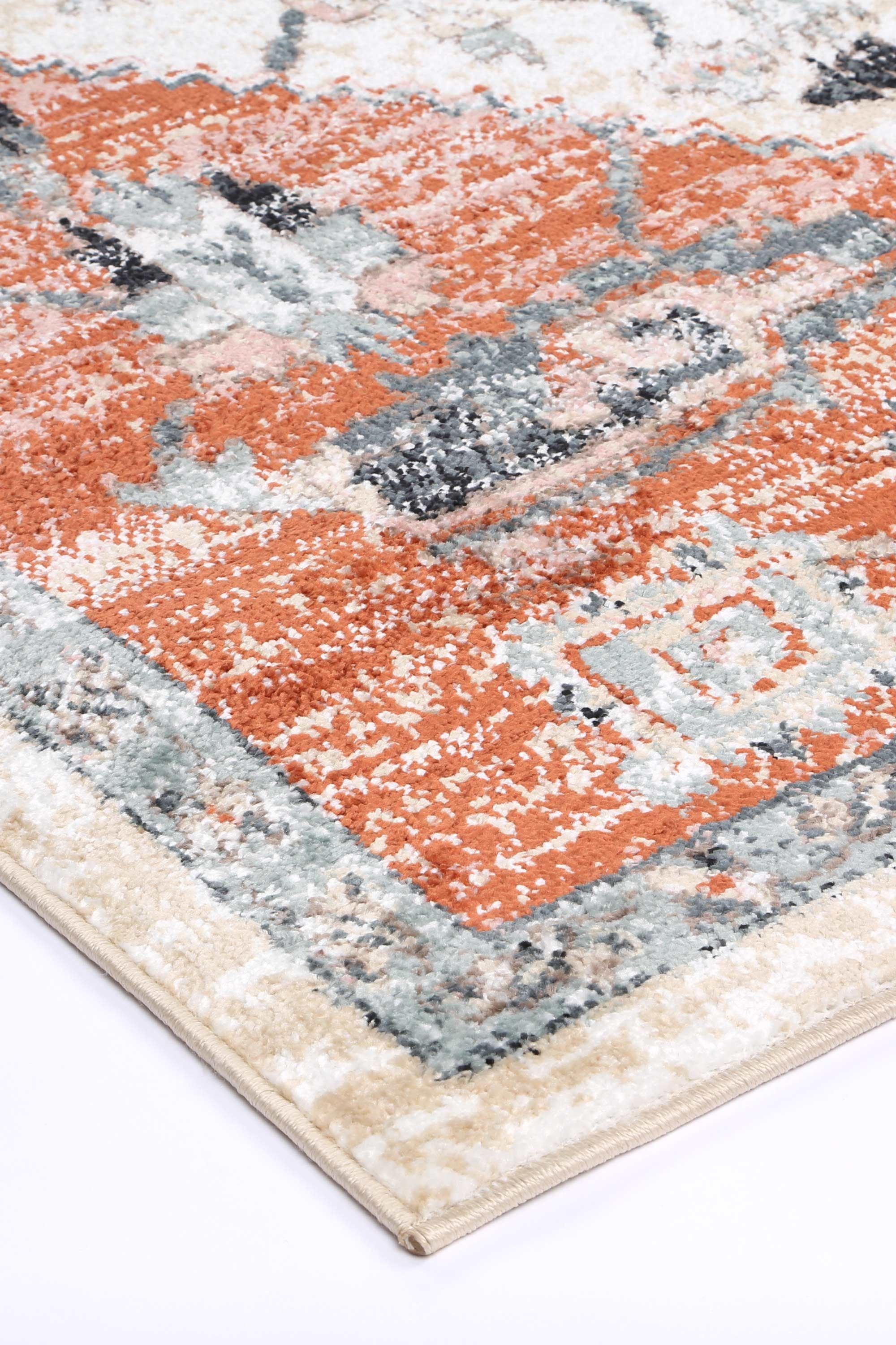 Anatolia Traditional Terracotta White Rug 160x230cm showcasing intricate patterns and a blend of colors.