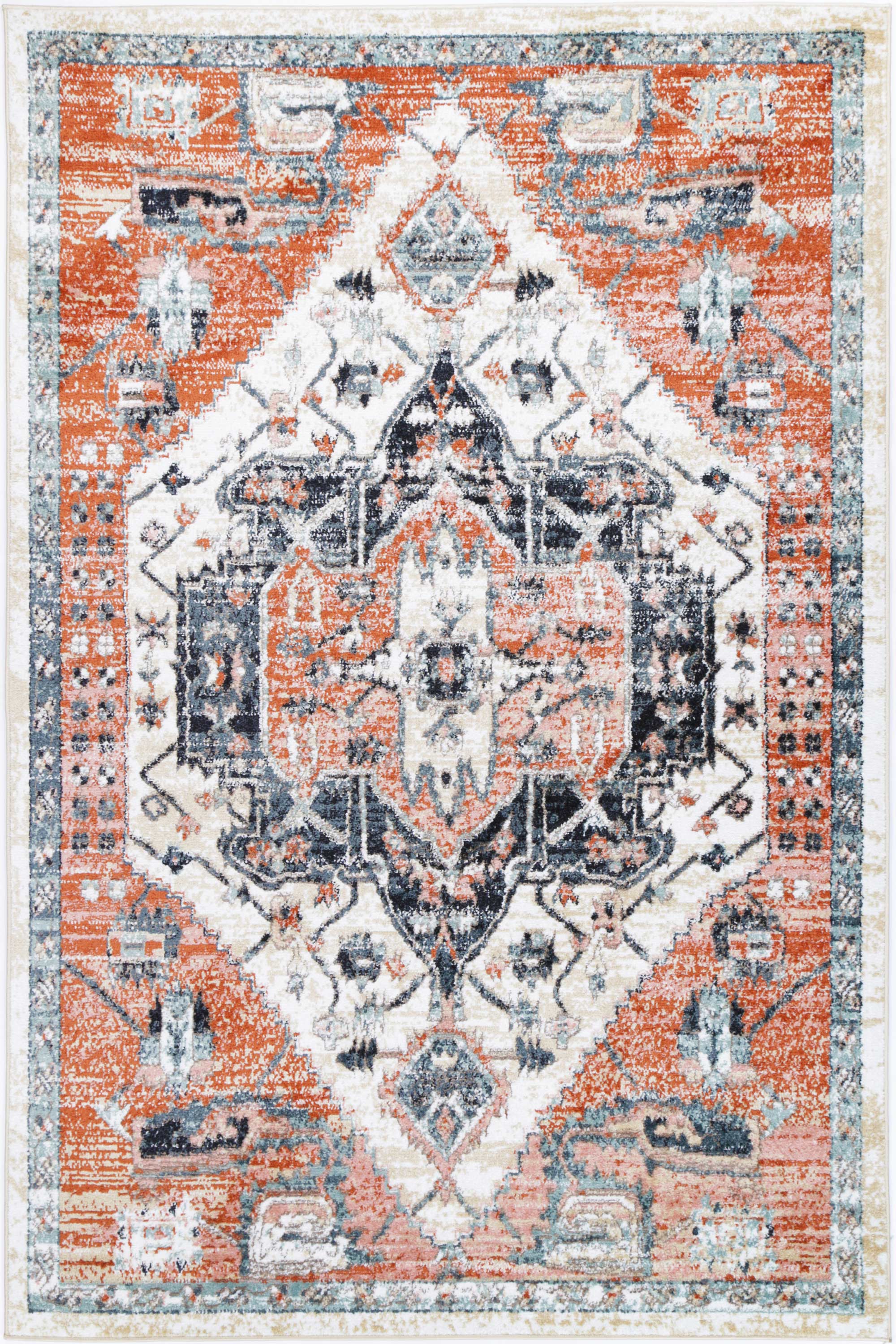 Anatolia Traditional Terracotta White Rug 240x330cm showcasing intricate patterns and warm colors, perfect for enhancing home decor.