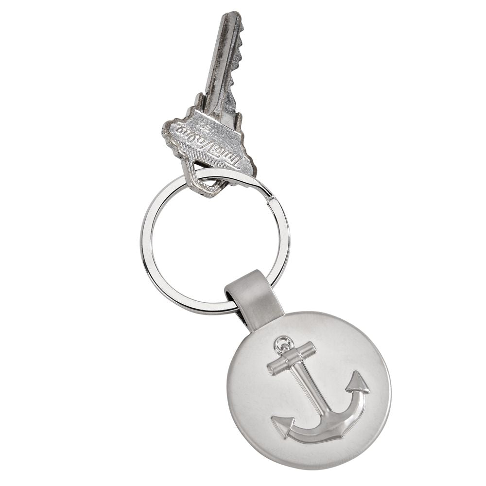 A stylish 3-inch Anchor Keychain with a pewter finish and raised anchor design, presented in a black gift box.