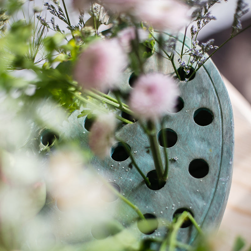 Angel Lotus Pot Flower Arrangement Vase with cherub accents and mint green glaze, perfect for floral displays.