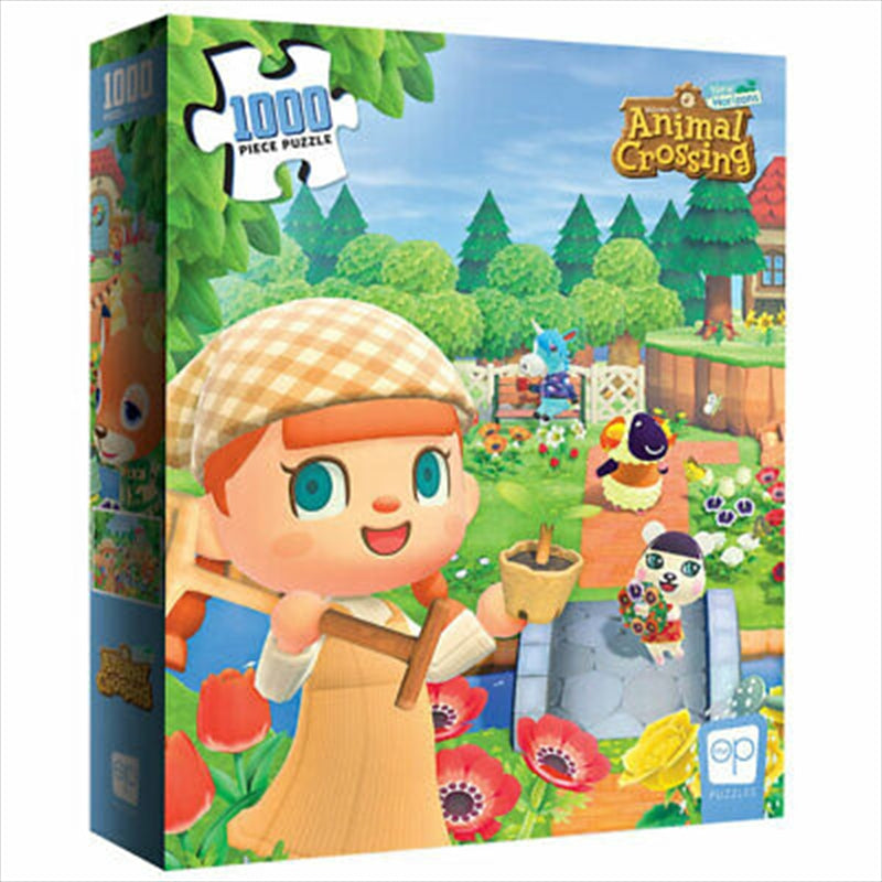 A colorful 1000 piece puzzle featuring characters and scenes from Animal Crossing New Horizons, showcasing vibrant artwork and intricate details.