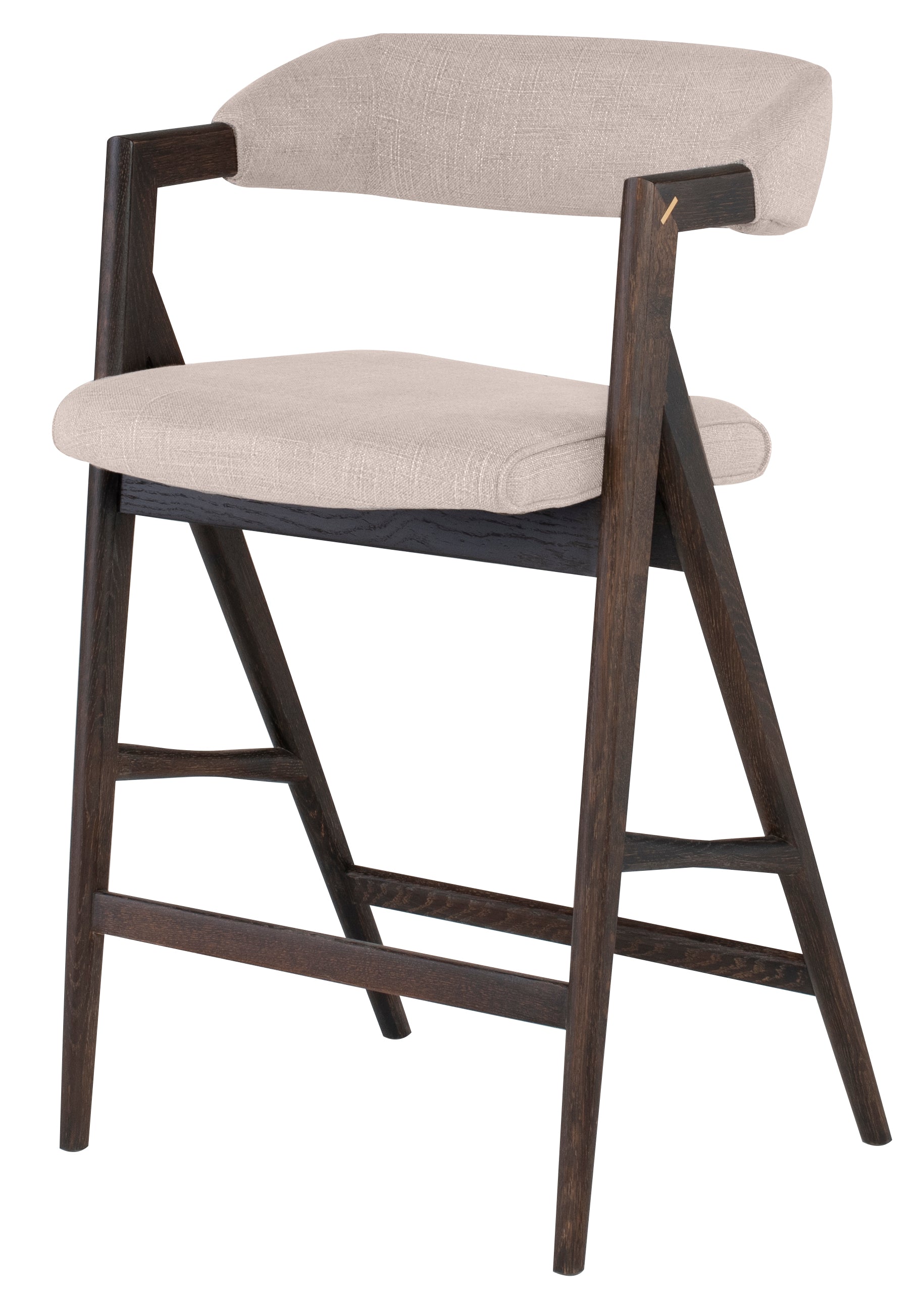 Anita Counter Stool in beige with solid oak legs, showcasing a modern design and comfortable seating.