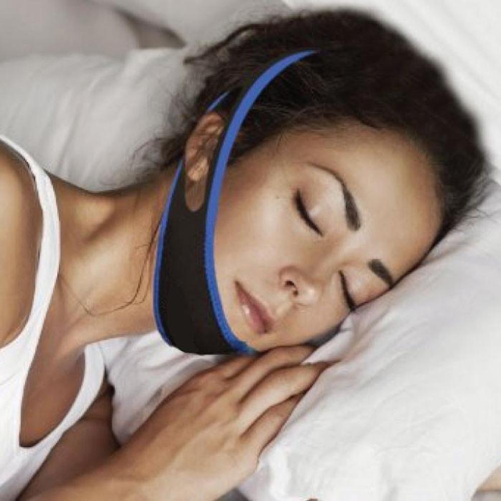 Adjustable Anti Snoring Aid Chin Strap made of Neoprene, designed to support the jaw and reduce snoring for better sleep.