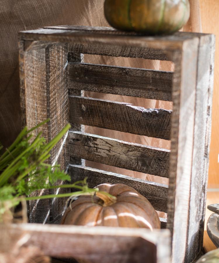 Antique Rectangular Wood Crates in natural brown color, showcasing their rustic charm and sturdy design, perfect for storage and decoration.