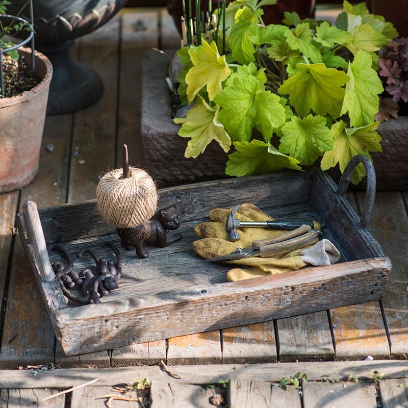 Antique Wood Tray made from solid wood, featuring a unique handcrafted design with natural brown tones.