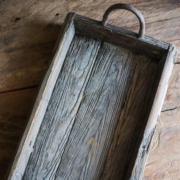 Antique Wood Tray made from solid wood, featuring a unique handcrafted design with natural brown tones.