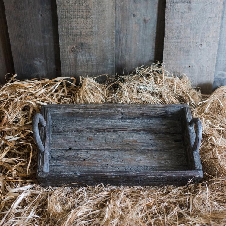 Antique Wood Tray made from solid wood, featuring a unique handcrafted design with natural brown tones.