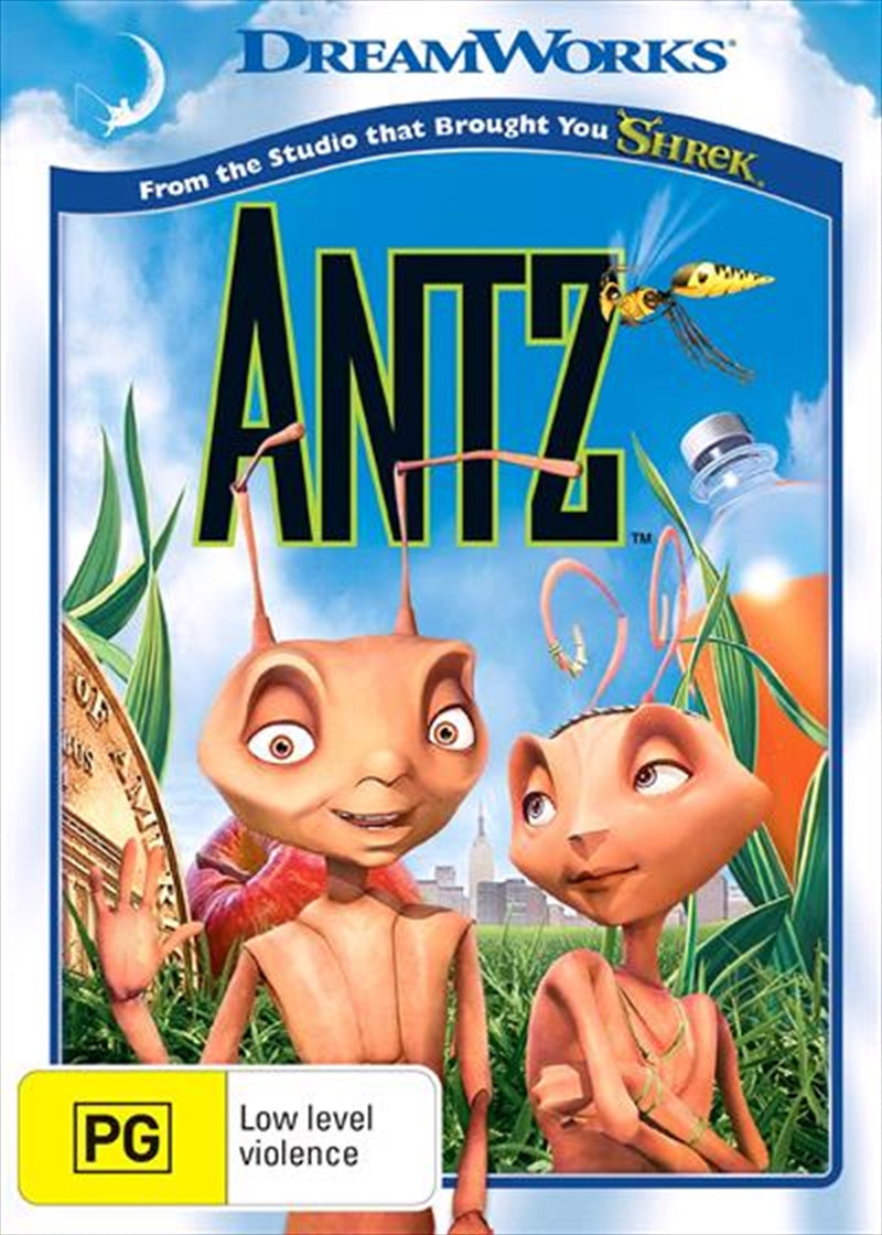 Antz DVD cover featuring Z the ant and Princess Bala in a vibrant animated design.