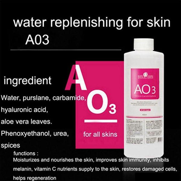 Aqua Peeling Solution bottles, 400ml each, showcasing a hydra facial serum for gentle exfoliation and skin nourishment.