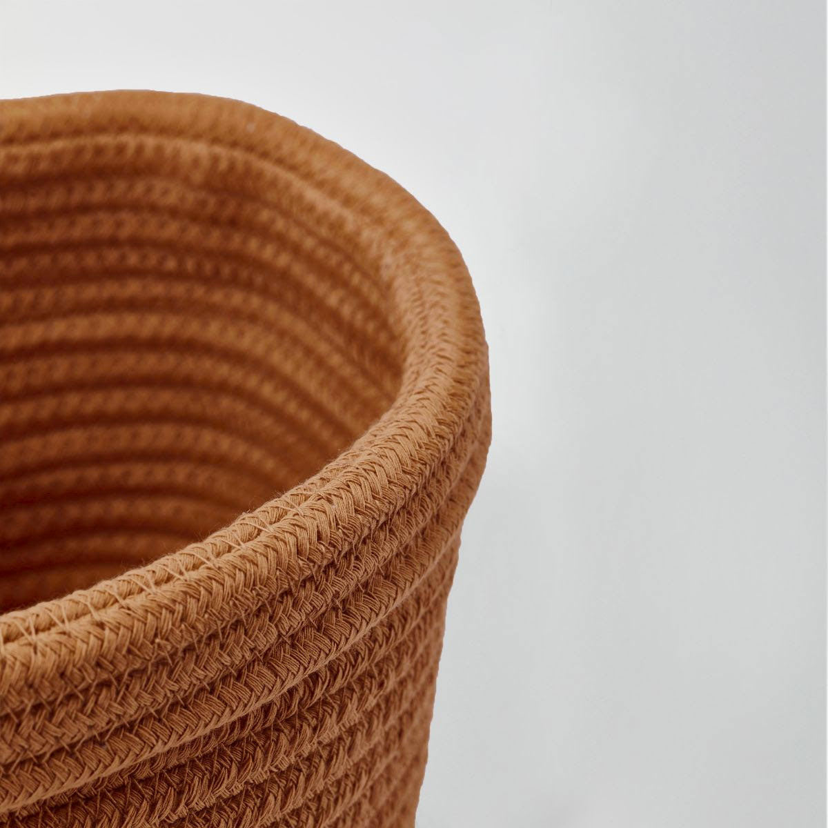 Aquanova RENA Cinnamon Storage Basket in soft color hue, made from cotton and polyester, ideal for organizing small items.