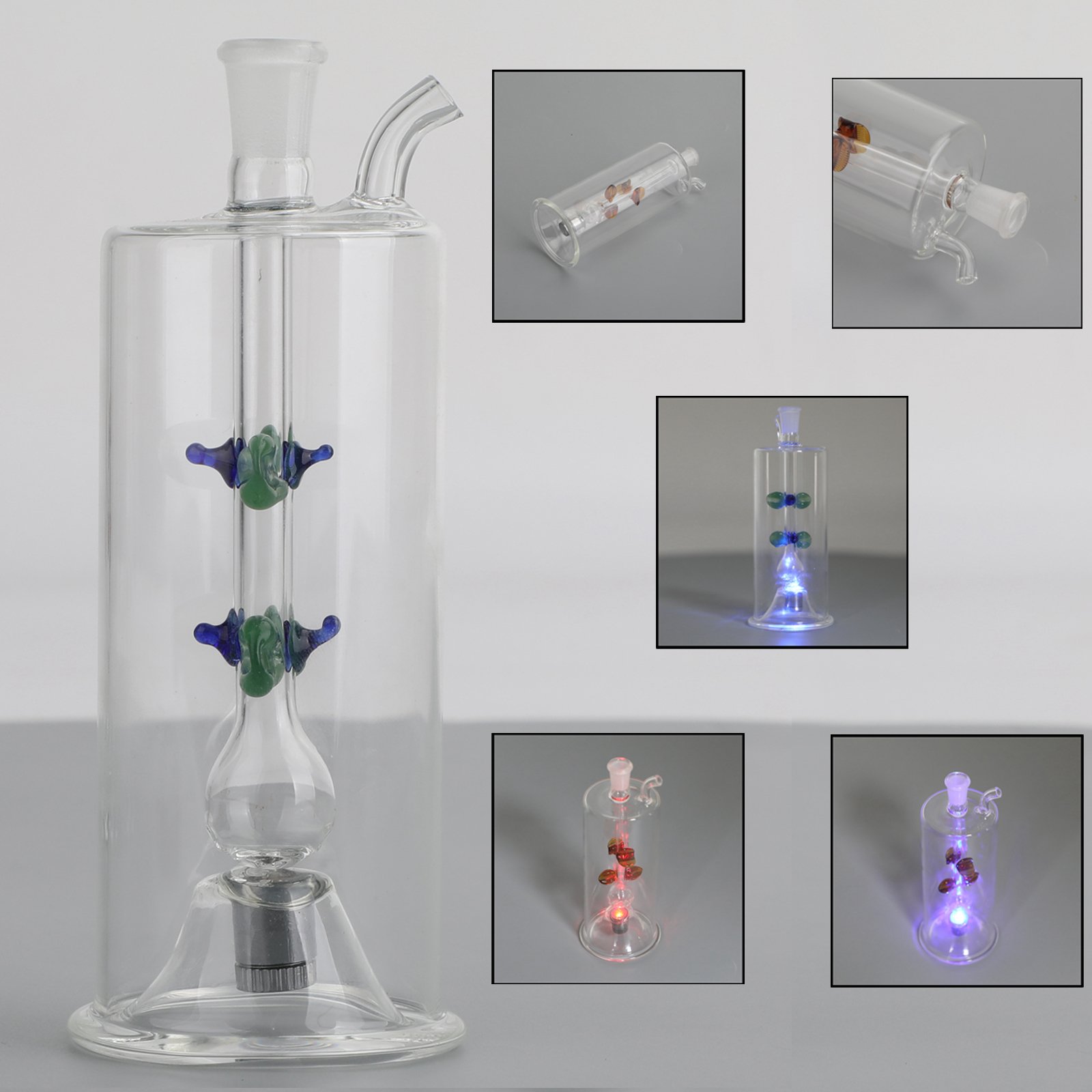 Areyourshop 14cm Glass Hookah Bong, a transparent water smoking pipe designed for shisha tobacco, showcasing its sleek and compact design.