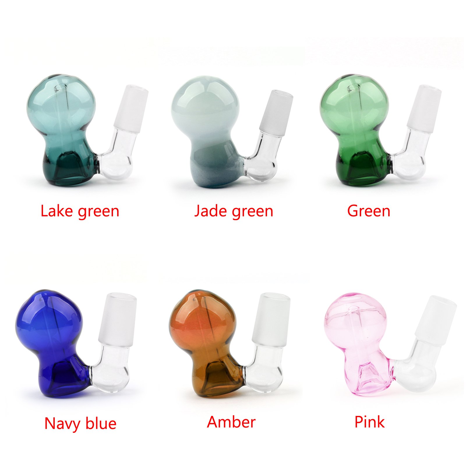 Areyourshop 14mm/18mm Glass Pipes Male Slide Bowl in green, showcasing its bent design and high-quality glass material.