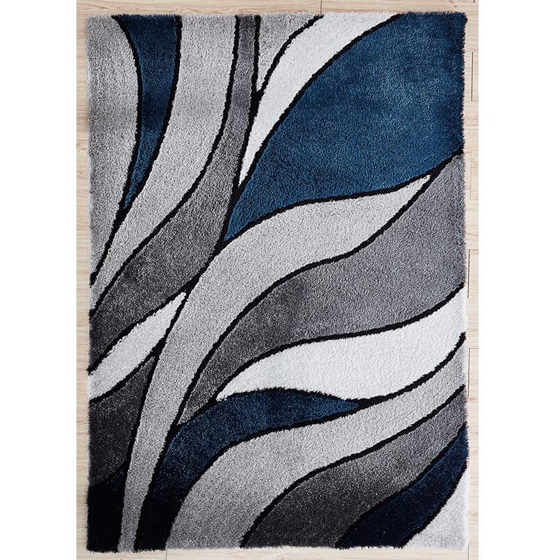 Aria Blue & Gray Soft Pile Shaggy Area Rug showcasing a plush texture and modern design, perfect for enhancing home decor.