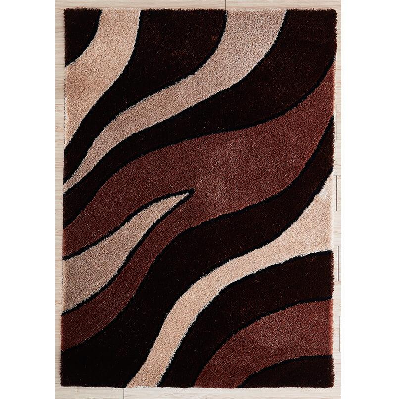 Aria Brown & Beige Soft Pile Shaggy Area Rug showcasing its plush texture and modern design, perfect for enhancing home decor.