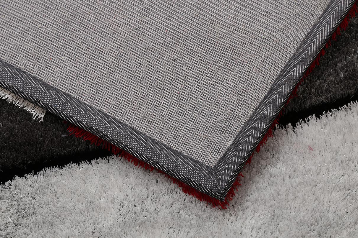 Aria Red & Gray Soft Pile Shaggy Area Rug showcasing a modern design with a plush texture, perfect for enhancing home decor.