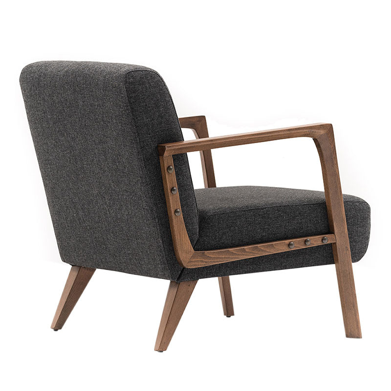 BUCKINGHAM Anthracite Armchair with natural beech wood legs, stylish and comfortable design.