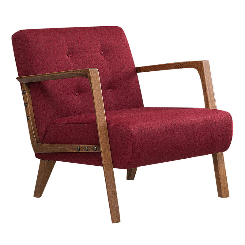 BUCKINGHAM Burgundy Armchair with natural beech wood legs, showcasing rich burgundy-brown upholstery.