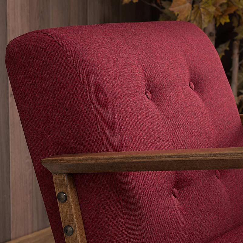 BUCKINGHAM Burgundy Armchair with natural beech wood legs, showcasing rich burgundy-brown upholstery.