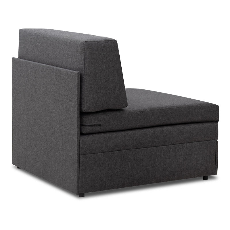 LUCIUS Grey Armchair/Bed with dimensions 85x97x88 cm, featuring a stylish fabric design and foam layer for comfort.