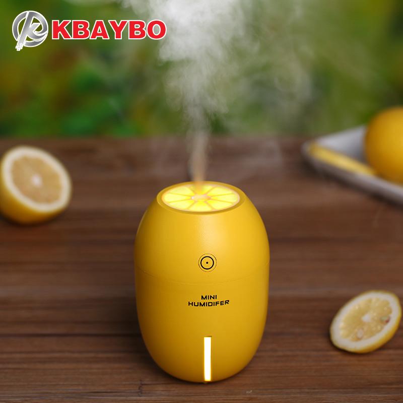 A yellow Aromatherapy Ultrasonic Air Humidifier designed for essential oils, featuring a cartoon shape and USB power connection.