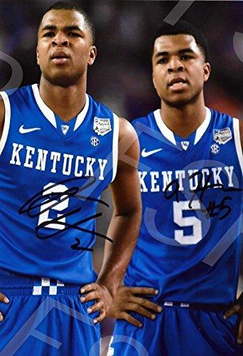 Aaron and Andre Harrison Autograph Replica Poster, featuring vibrant colors and printed signatures, ideal for sports fans.