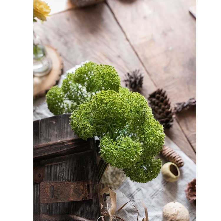 16-inch tall artificial coral moss bunch with vibrant green color and realistic design, featuring multiple stems for decorative arrangements.