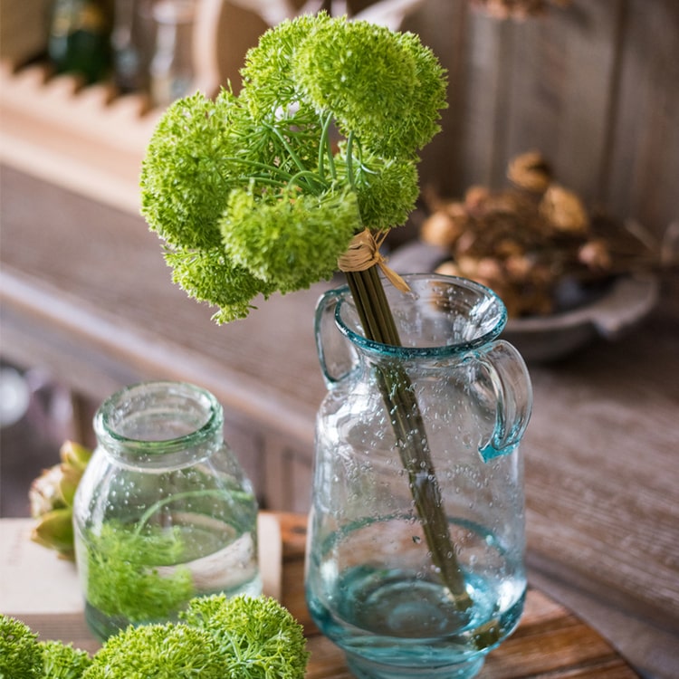 16-inch tall artificial coral moss bunch with vibrant green color and realistic design, featuring multiple stems for decorative arrangements.