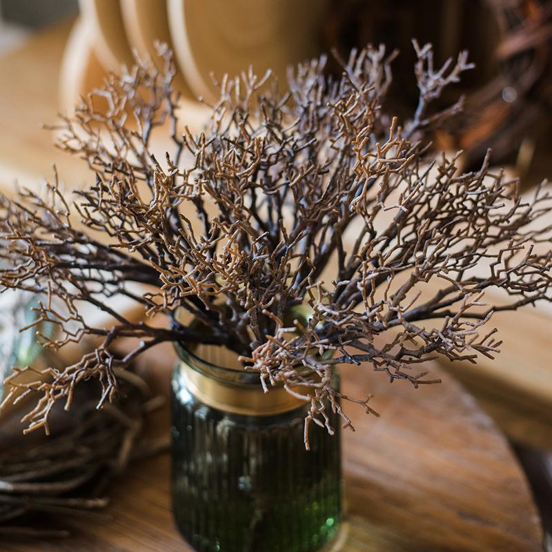 14-inch tall artificial coral twig stem in brown, showcasing realistic textures and shapes for home decor.