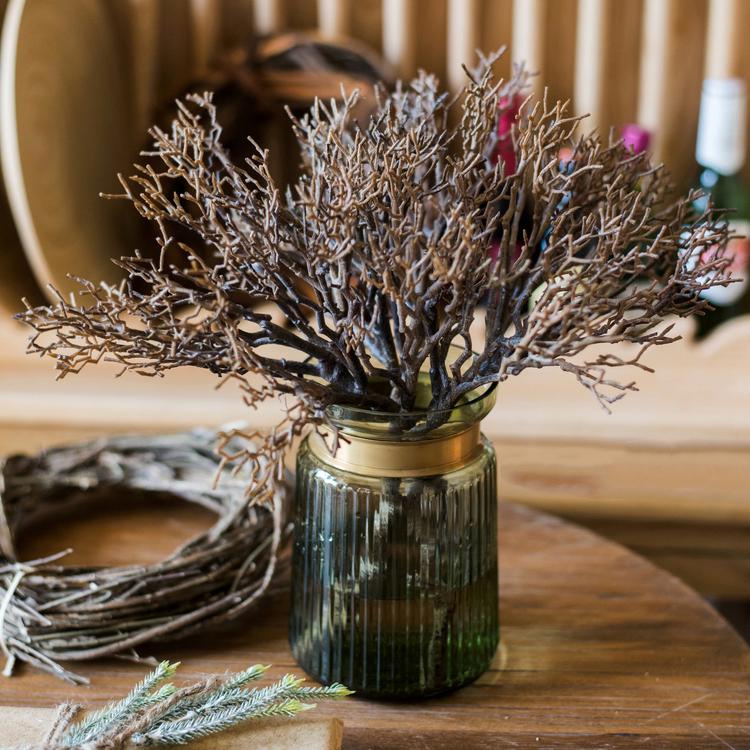 14-inch tall artificial coral twig stem in brown, showcasing realistic textures and shapes for home decor.