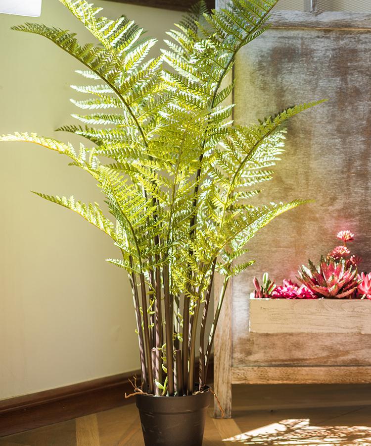 A realistic Artificial Faux Cyathea Tree in a decorative pot, showcasing lush green leaves and a sturdy base, perfect for home decor.