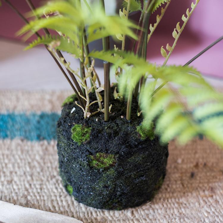 Artificial Faux Eagle Fern Bulk Plant in vibrant green with a sturdy black base, showcasing realistic leaves and textures.