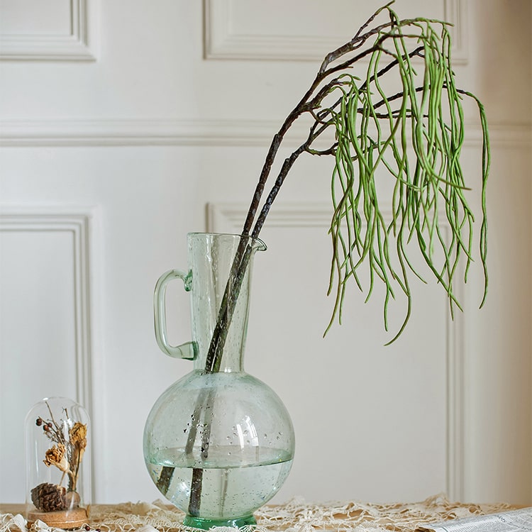 A 29-inch tall artificial faux let fall plant stem featuring realistic green, gray, and white grass, perfect for home or office decor.