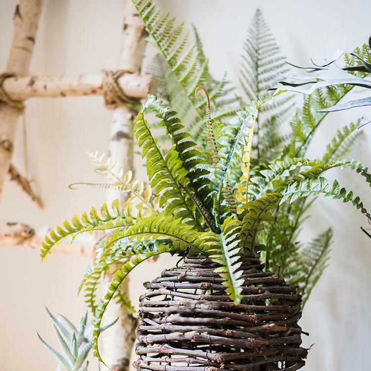 22-inch tall Artificial Faux Plant Big Rock Fern Stem with realistic green leaves, perfect for home or office decor.