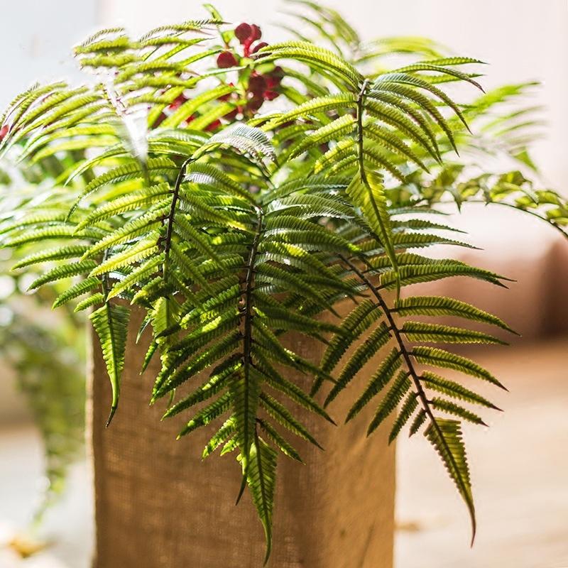 22-inch tall Artificial Faux Plant Chain Fern Stem with realistic green leaves, perfect for home decor.