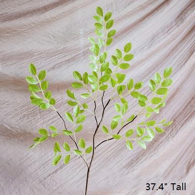 A tall 37-inch artificial faux plant with fresh spring leaf stems in vibrant green and white colors, perfect for home or office decor.