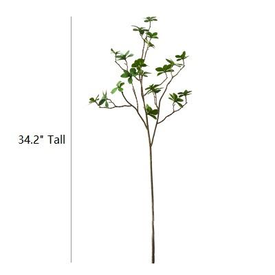 34-inch tall artificial faux plant with Japanese Zen leaf design, featuring vibrant green and yellow colors, perfect for home or office decor.